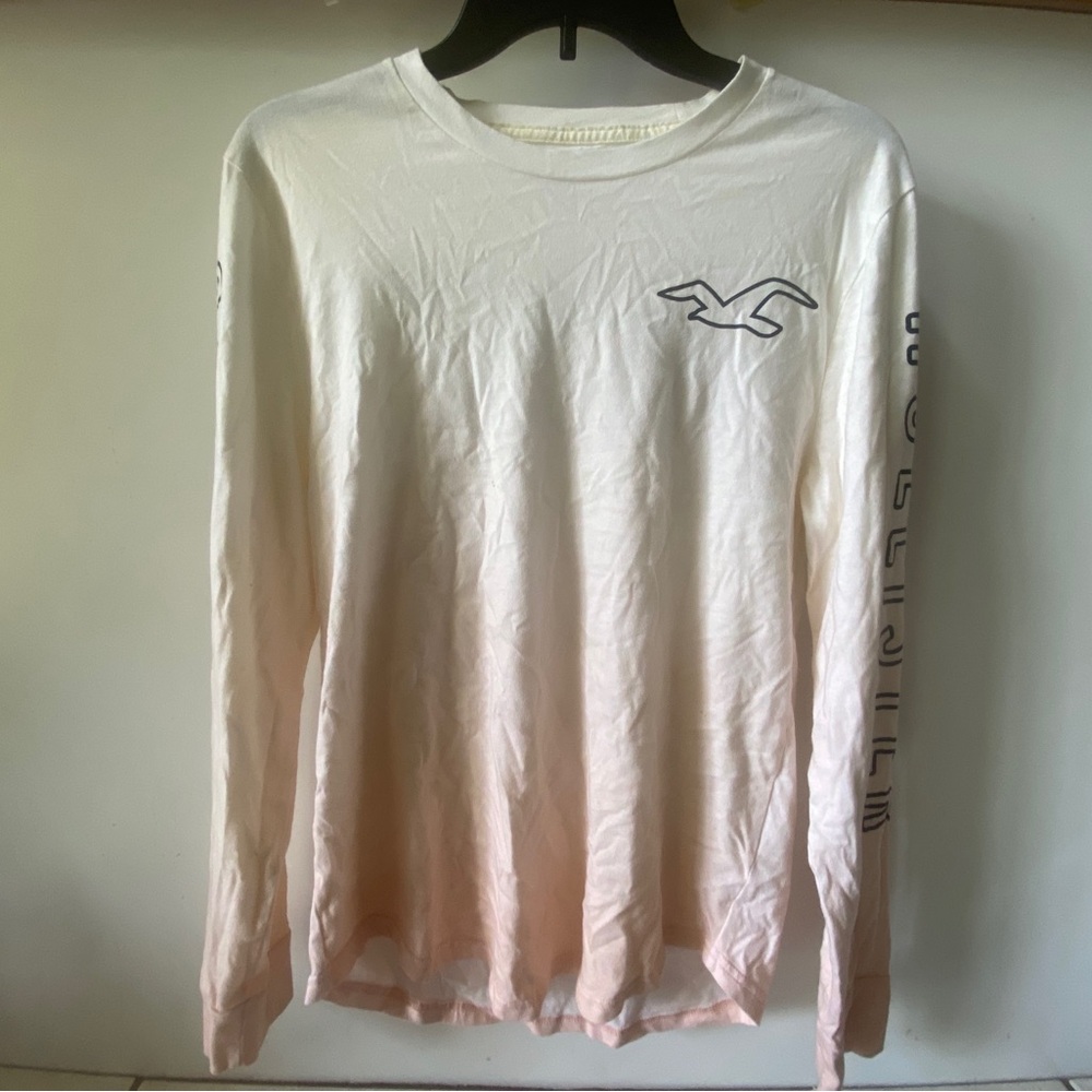 Hollister Ombre Orange White Long Sleeve Tee Size XS